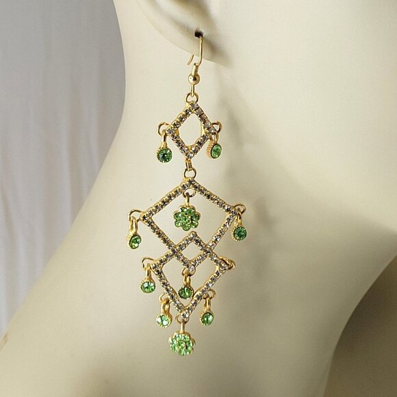 Gold Tone Long Dangle Earrings - Picture 11 of 12